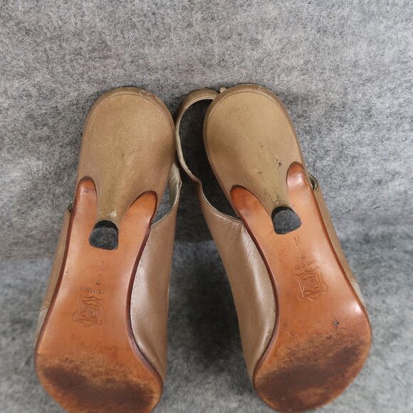 Bally Shoes Womens 7 Slingback Pump Peep Toe Heels Leather Fashion Classic Retro - Picture 14 of 16